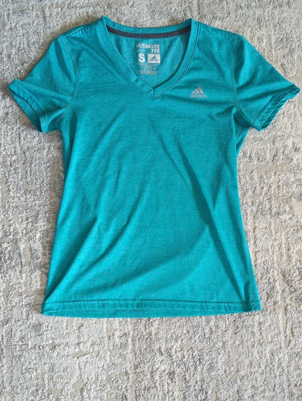 adidas Blue V-Neck Short Sleeve The Ultimate Tee Size Small